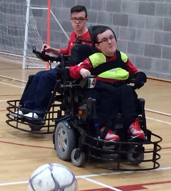 Marc playing Powerchair Football